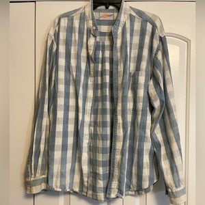 Vintage plaid denim button up shirt.